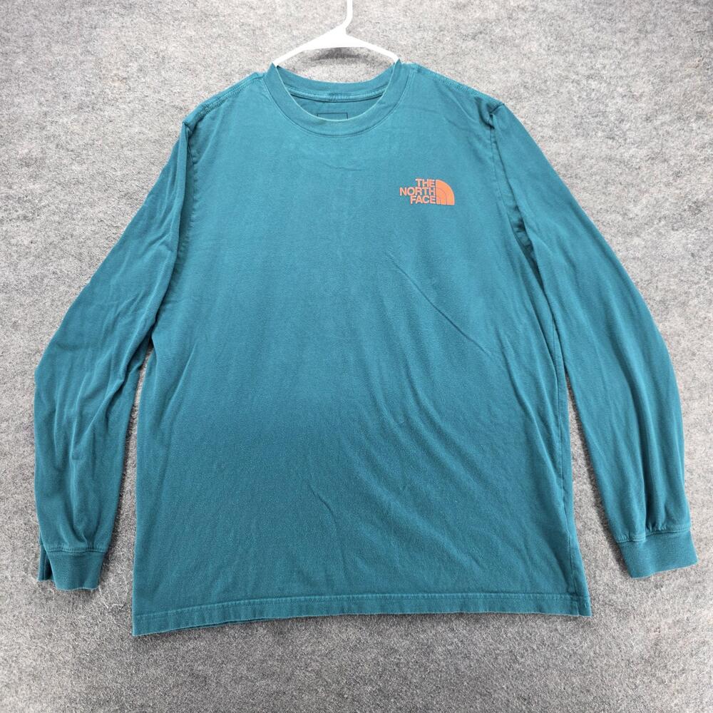 The North Face Shirt Mens XL Green Long Sleeve Crewneck Tagless Graphic Logo